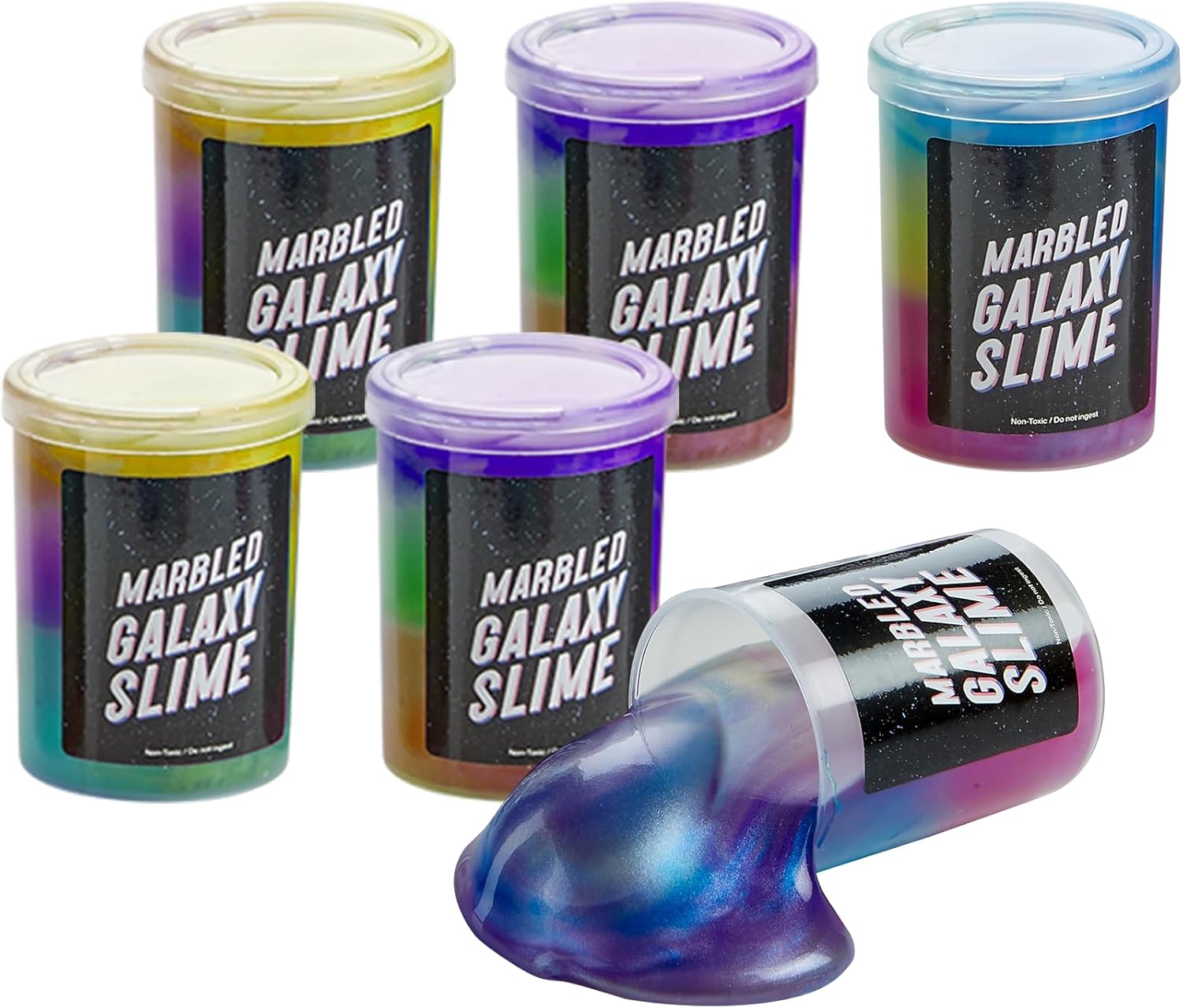 Playbees Galaxy Slime 6 Pack Marbled Slime Gooey Unicorn Fidget Kit Party Favors for Girls Boys Stretchy & Non-Sticky Super Soft Sludge Toy Classroom Rewards Goodie Bag Stuffers