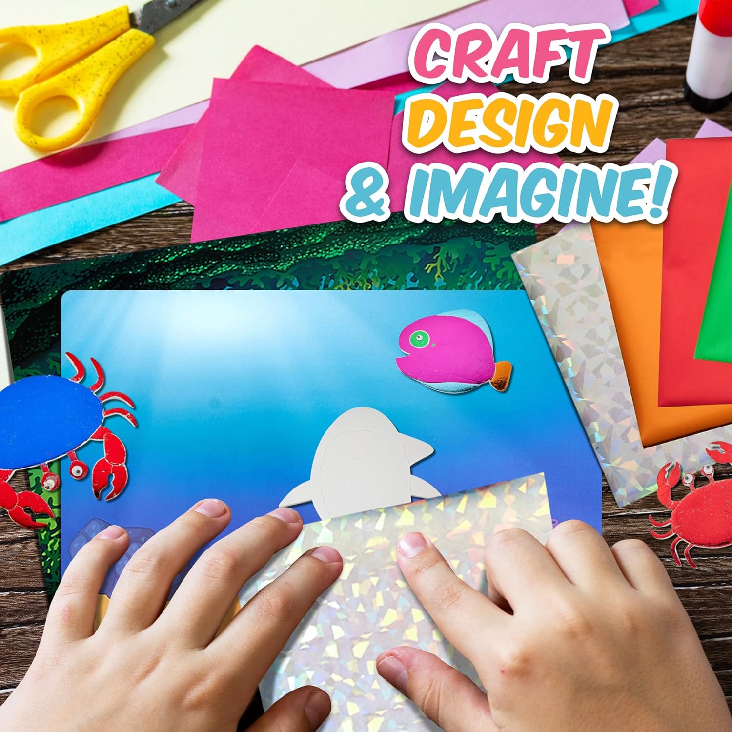 Foil Fun Sea Animals- Preschool Arts and Crafts Kit for Kids -  for kids aged 4 to 9