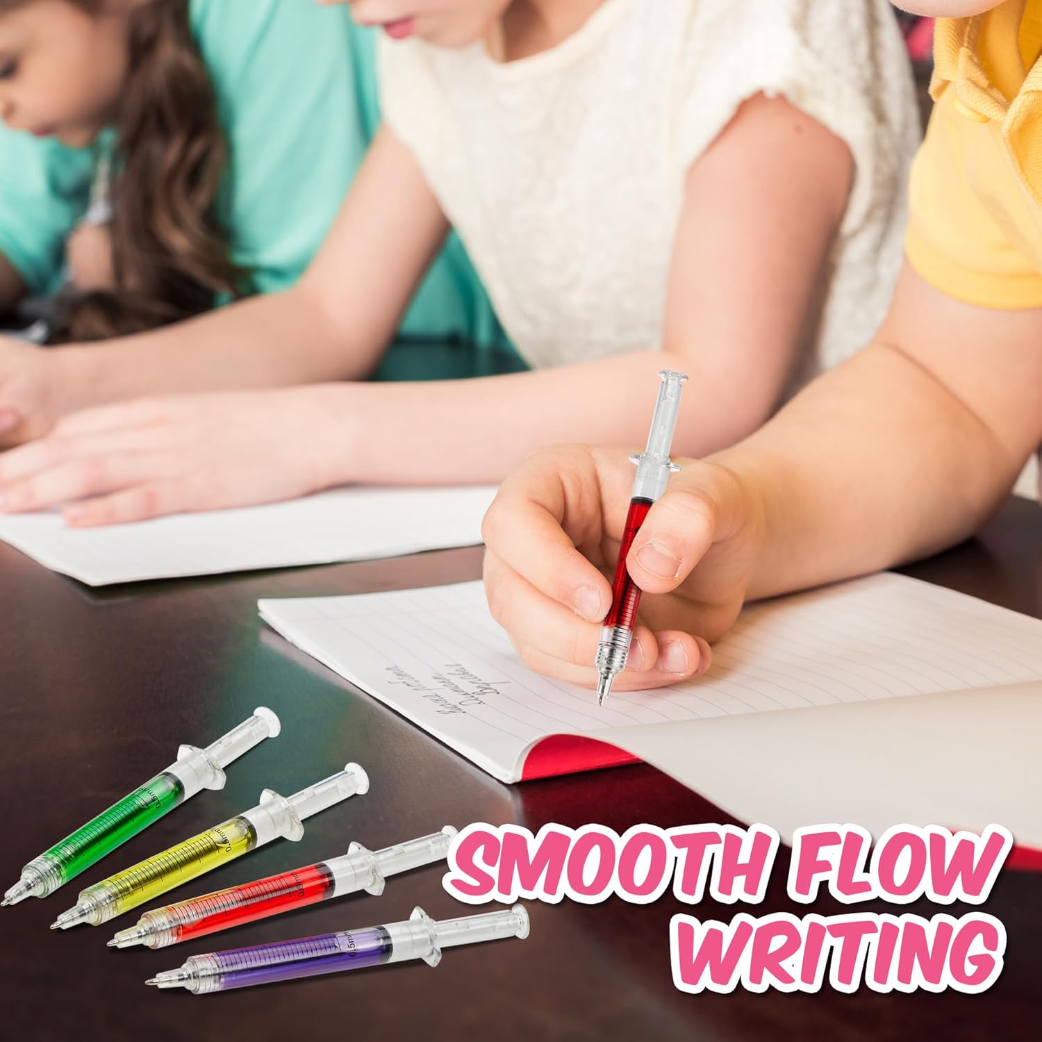 Syringe Pens - 12 Pack - Retractable Ballpoint Pens with 6 Colors - Perfect for School, Parties and Medical-Themed Presents