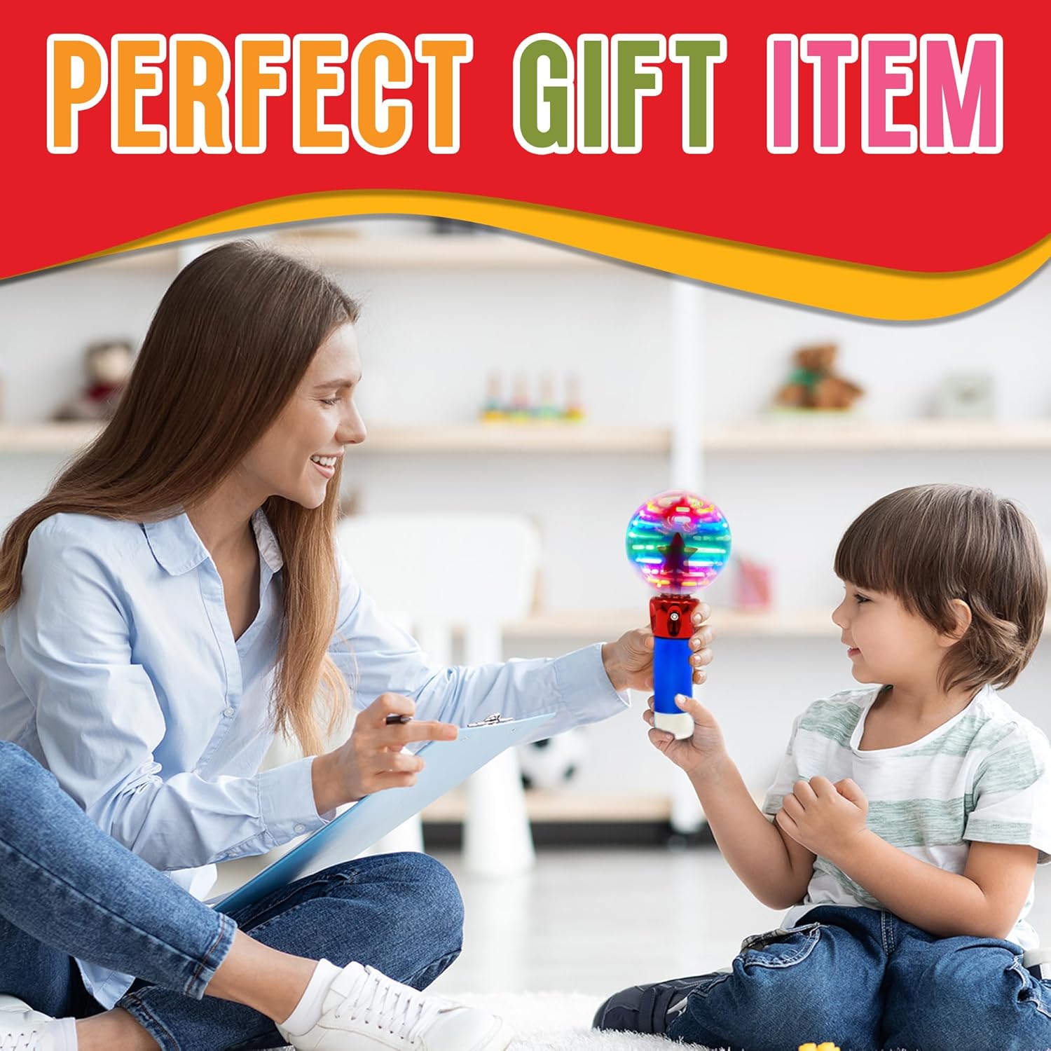 Illuminating Magic Wand Toy with Flashing LED Lights - Fun for Kids of All Genders - Mesmerizing Spinning Lights and Vivid Colors