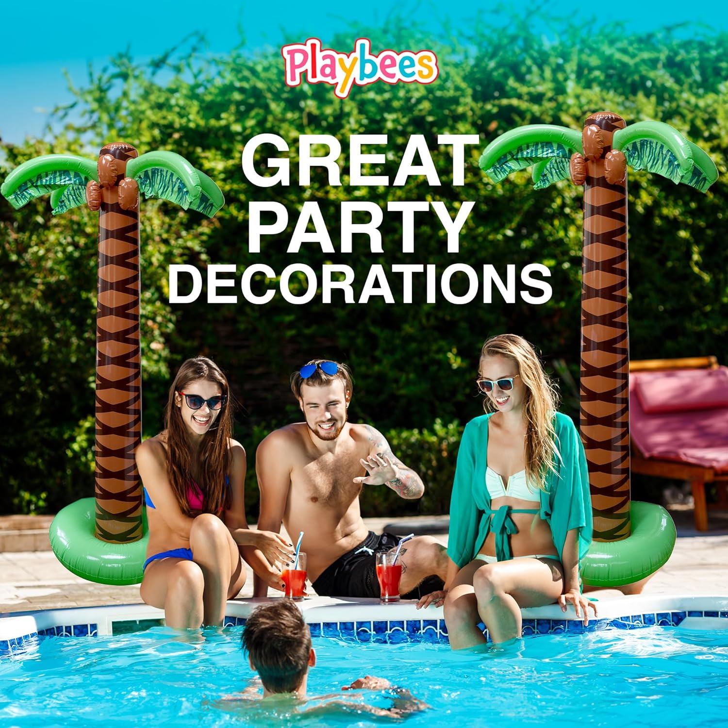 Giant Inflatable Palm Trees - 2 Pack - 6 Foot Super Sturdy Artificial Trees