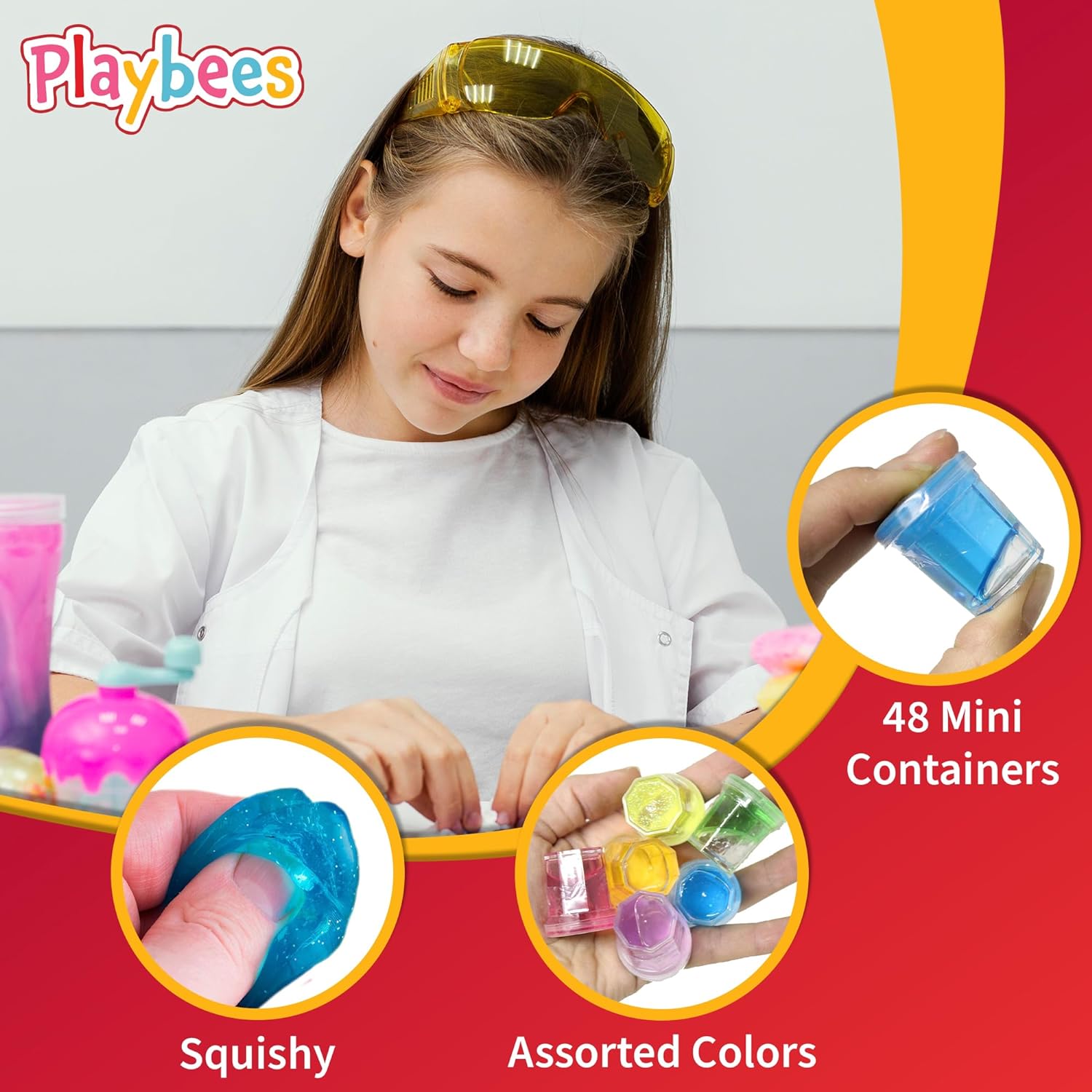 Mini Putty with Glitter - 48 Pack Neon Color Sludge - Educational Fidget Toy - Stress Relief, Party Favors