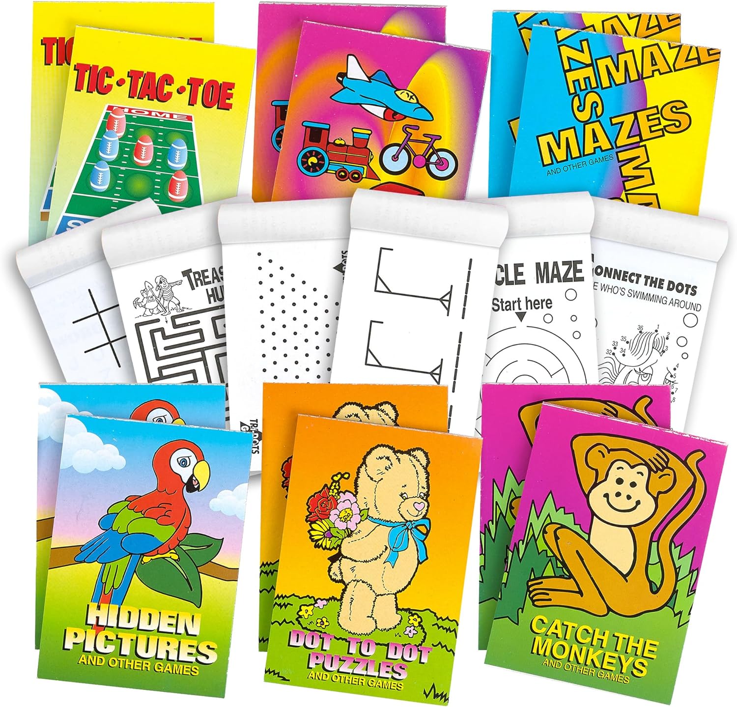 Mini Game Books for Kids - 12 Pack - Assorted Educational Brain Games Booklets - 24 Pages Each, 3.5 x 2.5 Inch, Ages 3+
