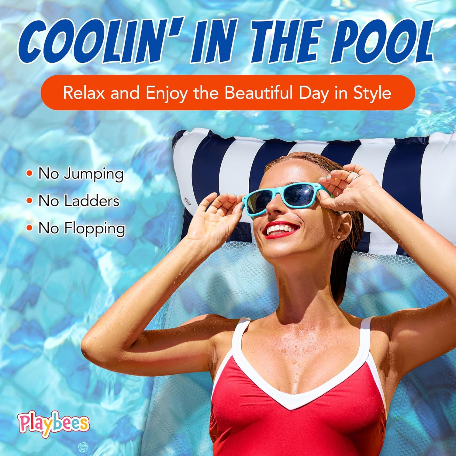 2- Pack Hammock Pool Float Blue Multi-Purpose Inflatable Water Pool Floats Fun Pool Float Lounger for Adults and Kids Variation