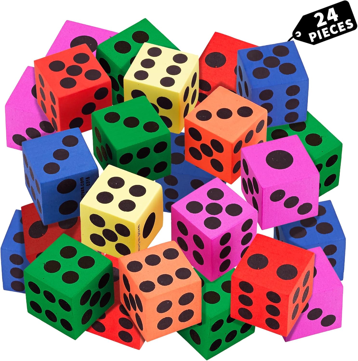 Big Foam Dice Set - 24 -Pack, Jumbo, and Colorful Dice for Kids - Ideal for Boosting Math Skills in The Classroom, Great Gifts, and Party Fun (Copy)