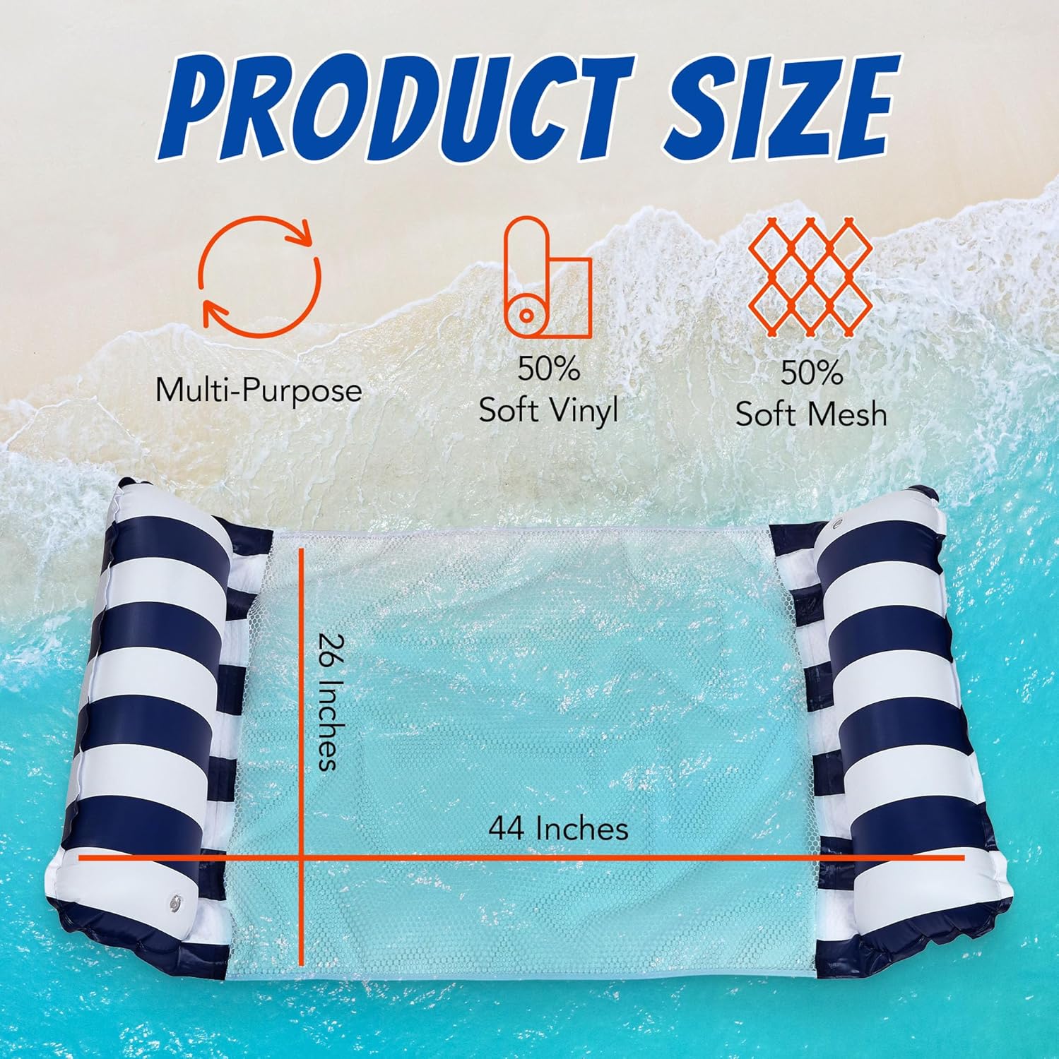 2- Pack Hammock Pool Float Blue Multi-Purpose Inflatable Water Pool Floats Fun Pool Float Lounger for Adults and Kids Variation