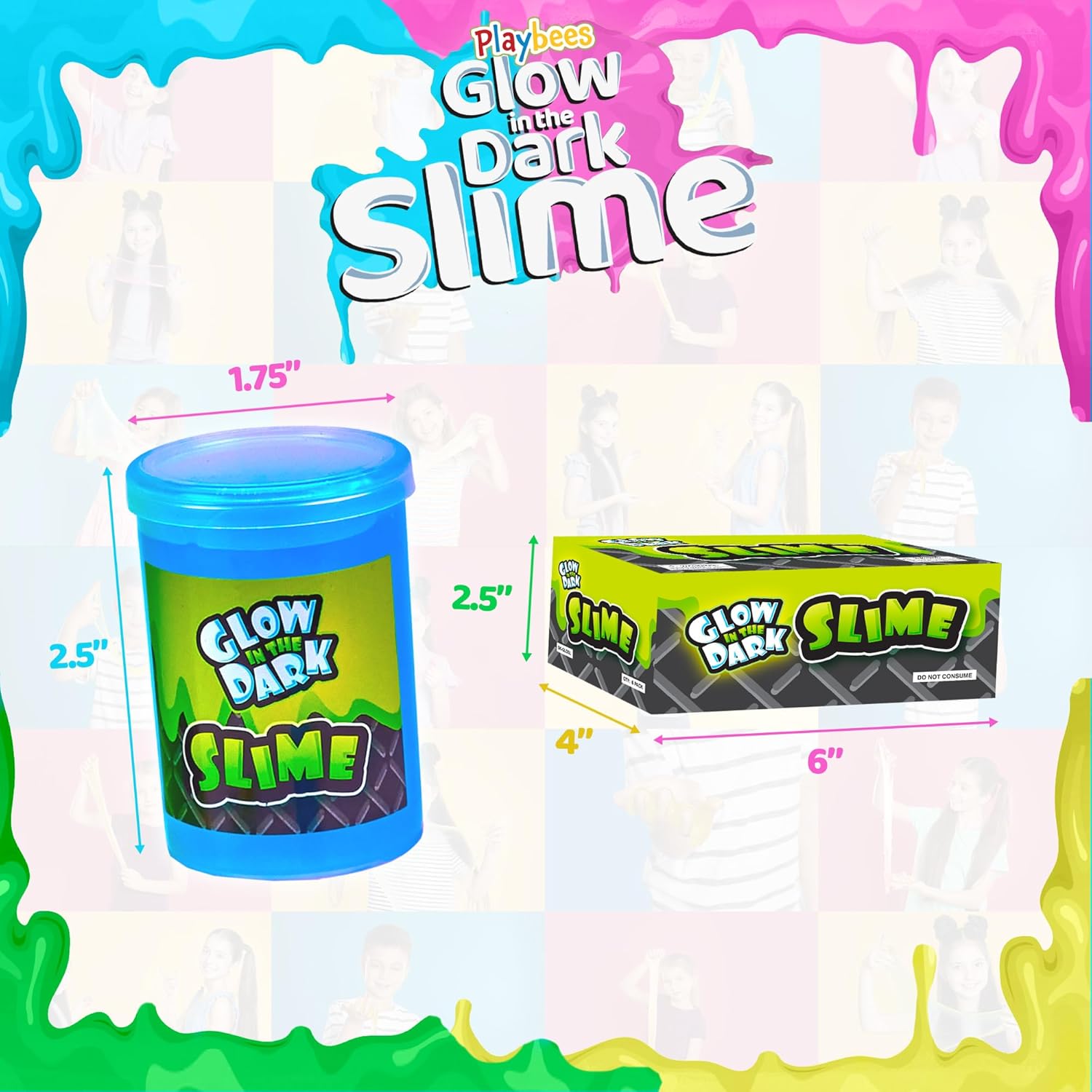 Playbees Glow in The Dark Slime – 24 Pack Neon Party Favors for Kids, Sensory Toy for Boys & Girls Ages 5+, Non-Toxic, Stretchy, Gooey Fun – Birthday, Halloween, Classroom & Treat Bags Visit the Play (Copy) (Copy)