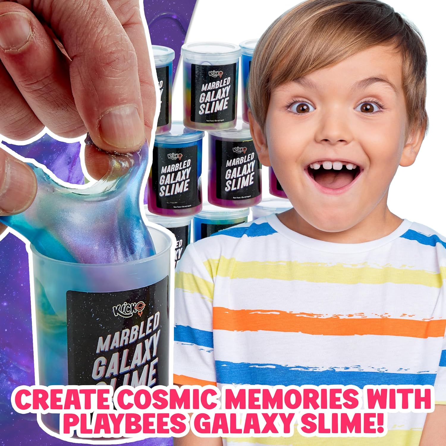 Playbees Galaxy Slime 6 Pack Marbled Slime Gooey Unicorn Fidget Kit Party Favors for Girls Boys Stretchy & Non-Sticky Super Soft Sludge Toy Classroom Rewards Goodie Bag Stuffers