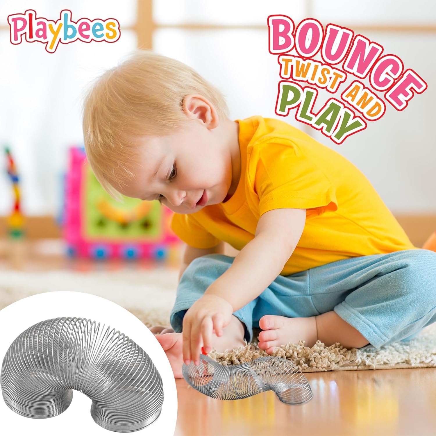 Original Metal Coil Slinky Spring Walking Toys 2-Set of 4-Ideal for Kids Teens &dults Novelty Prize Party Favor Great for Classroom Games Travel Activities Slinky Toy for Fun Deter Squirrel and Pests