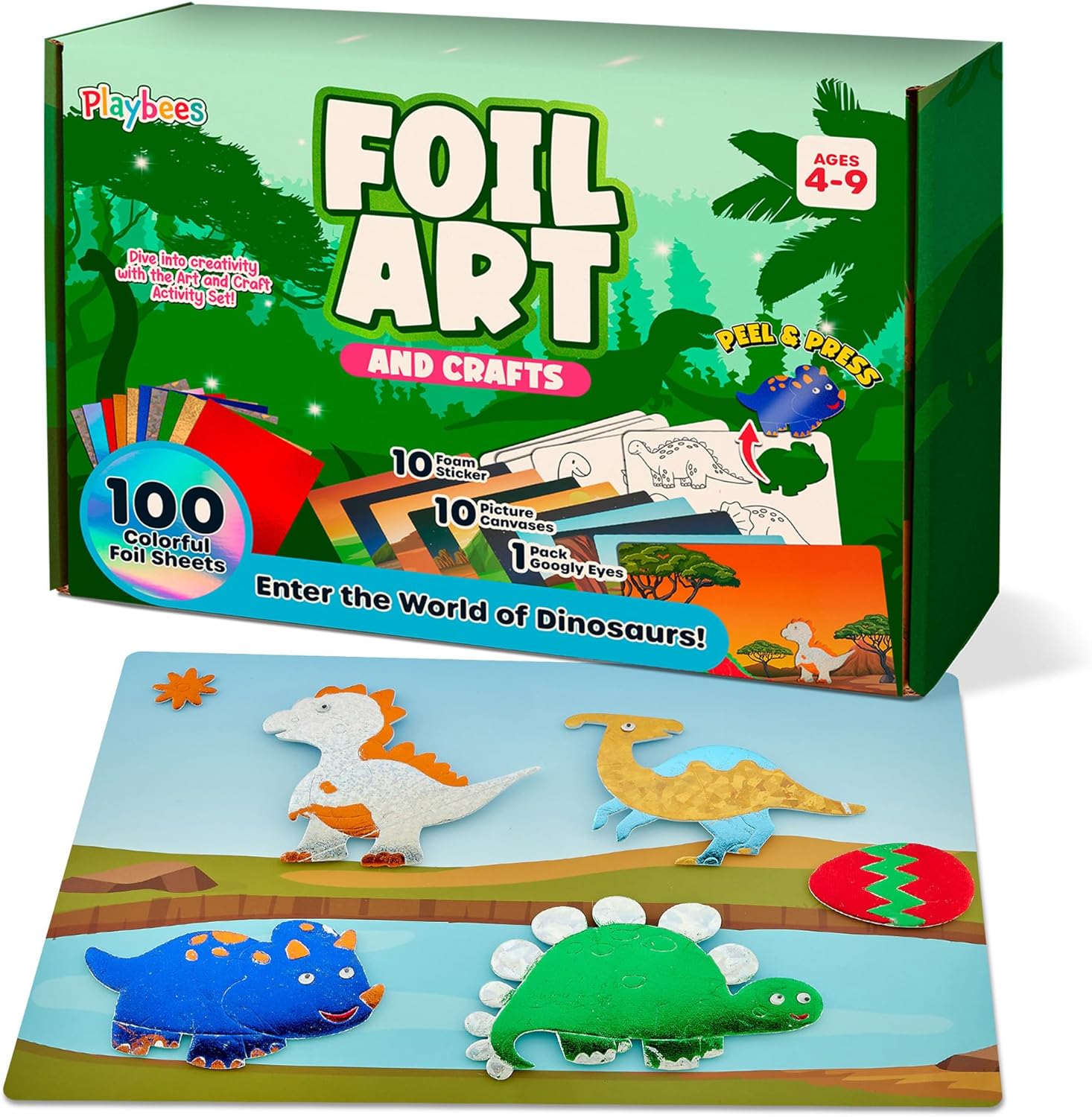 Playbees Foil Art Kit Superheroes - Preschool Arts and Crafts Kit for Kids- No Mess Art for Boys & Girls Ages 4, 5, 6, 7, 8, 9 Years Old - DIY Creative Activity - Art & Craft Activity