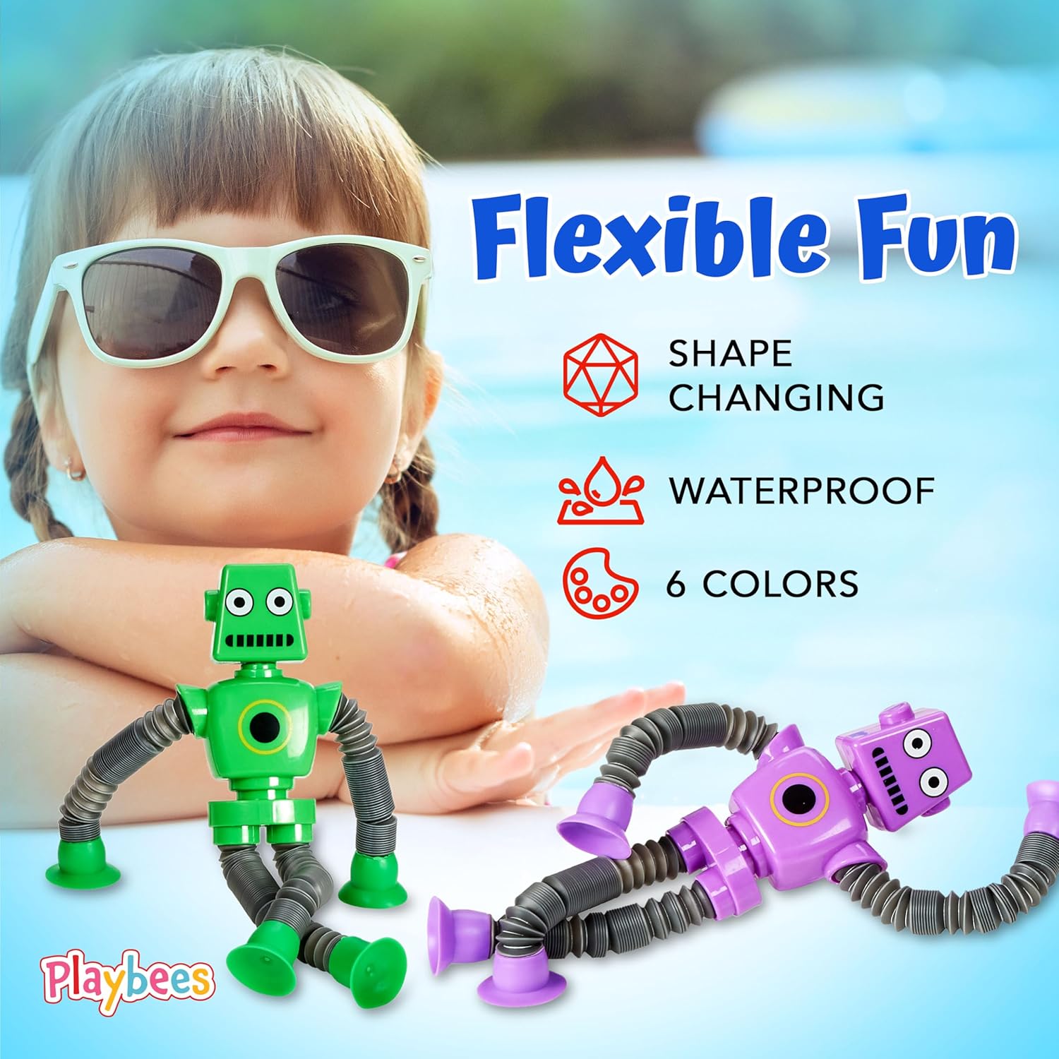 Telescopic Suction Cup Robot Toys 6-Pack Shape Changing Educational Fidget Toys Sensory Toys ADHD Autistic Stimulating Creative Learning Pop Tubes - Robot Party Favors