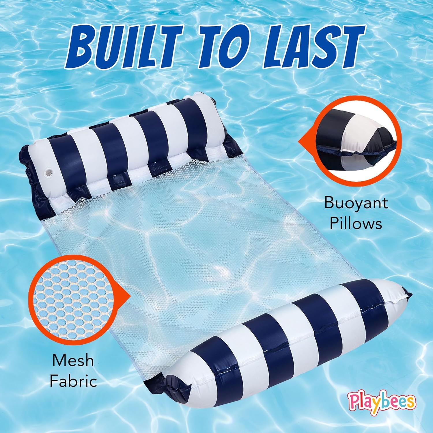 2- Pack Hammock Pool Float Blue Multi-Purpose Inflatable Water Pool Floats Fun Pool Float Lounger for Adults and Kids Variation