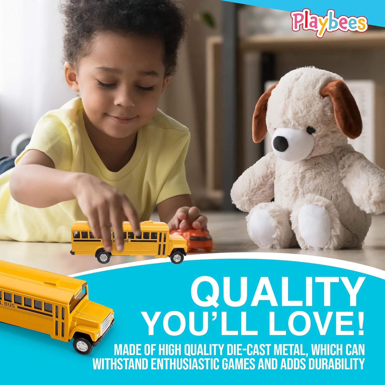 Pullback Diecast School Buses - 2 Pack - Yellow Metal Toys with Write-On Surfaces - Perfect Party Favors, Gifts, and School Memories for Little Boys and Girls - 5 Inch