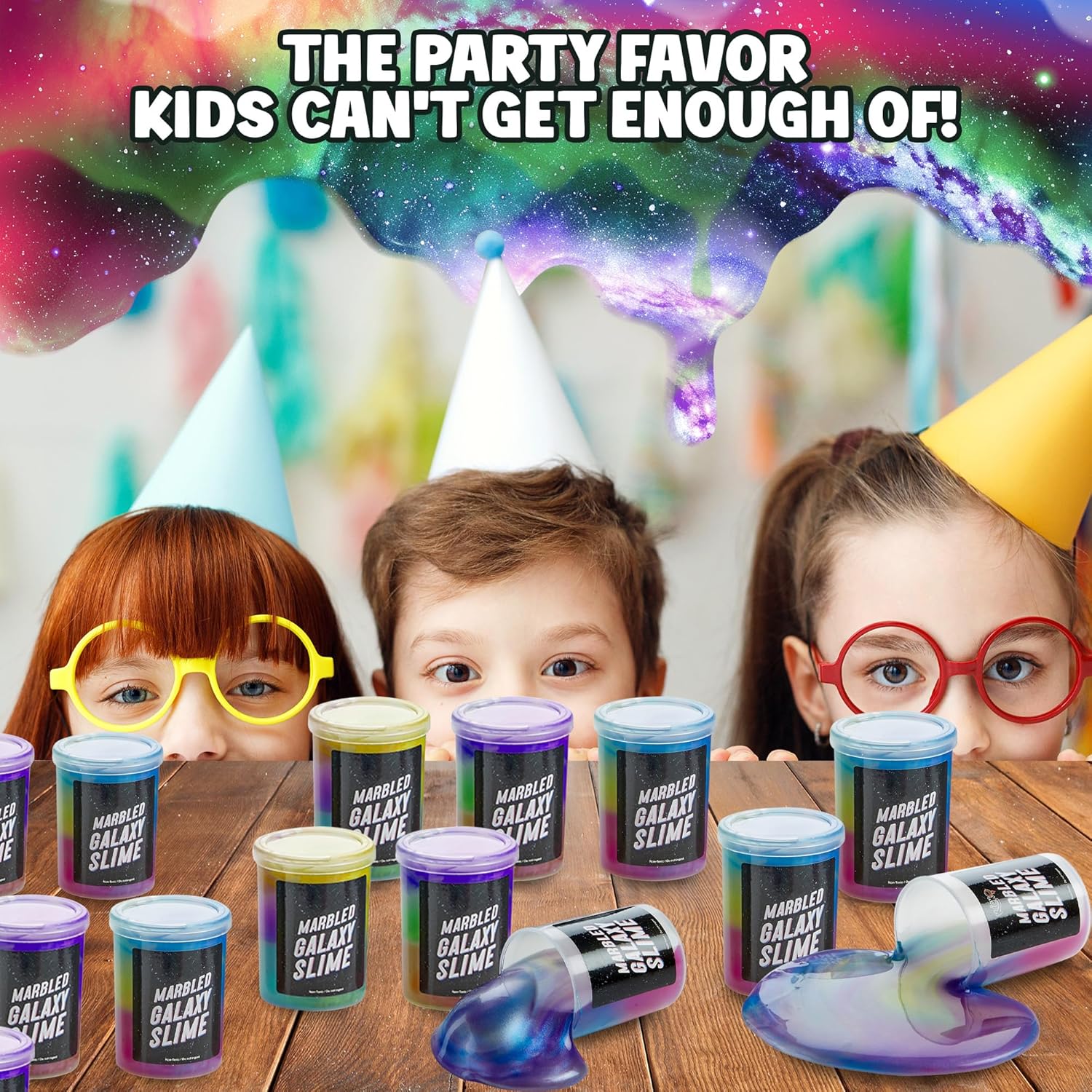 Playbees Galaxy Slime 6 Pack Marbled Slime Gooey Unicorn Fidget Kit Party Favors for Girls Boys Stretchy & Non-Sticky Super Soft Sludge Toy Classroom Rewards Goodie Bag Stuffers