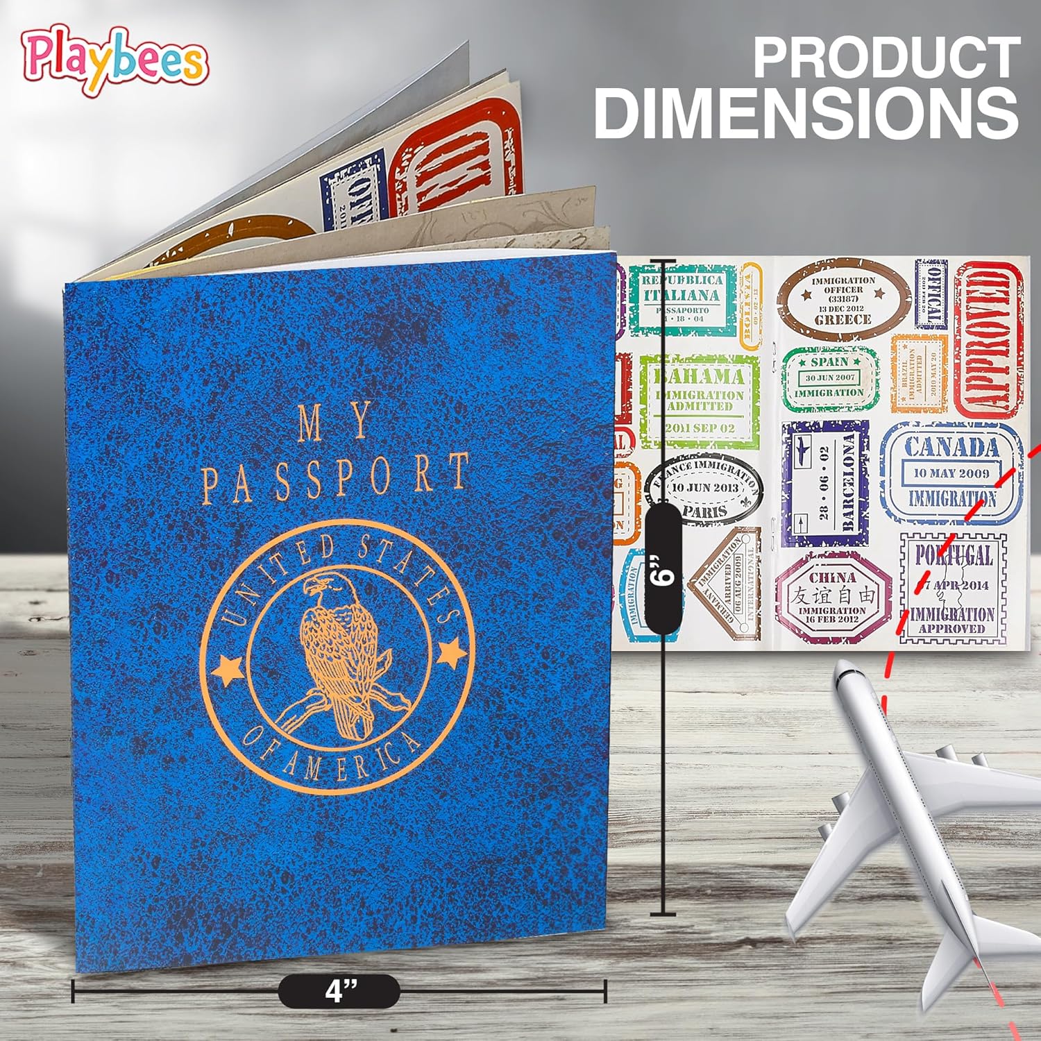 Playbees Passport Sticker Book for Boys and Girls - 12 Pack - Pad of Famous Places Motivational Treats, Party Favors, Game Prizes, Wall Decals, Scrapbooks, School Supplies, Arts and Crafts