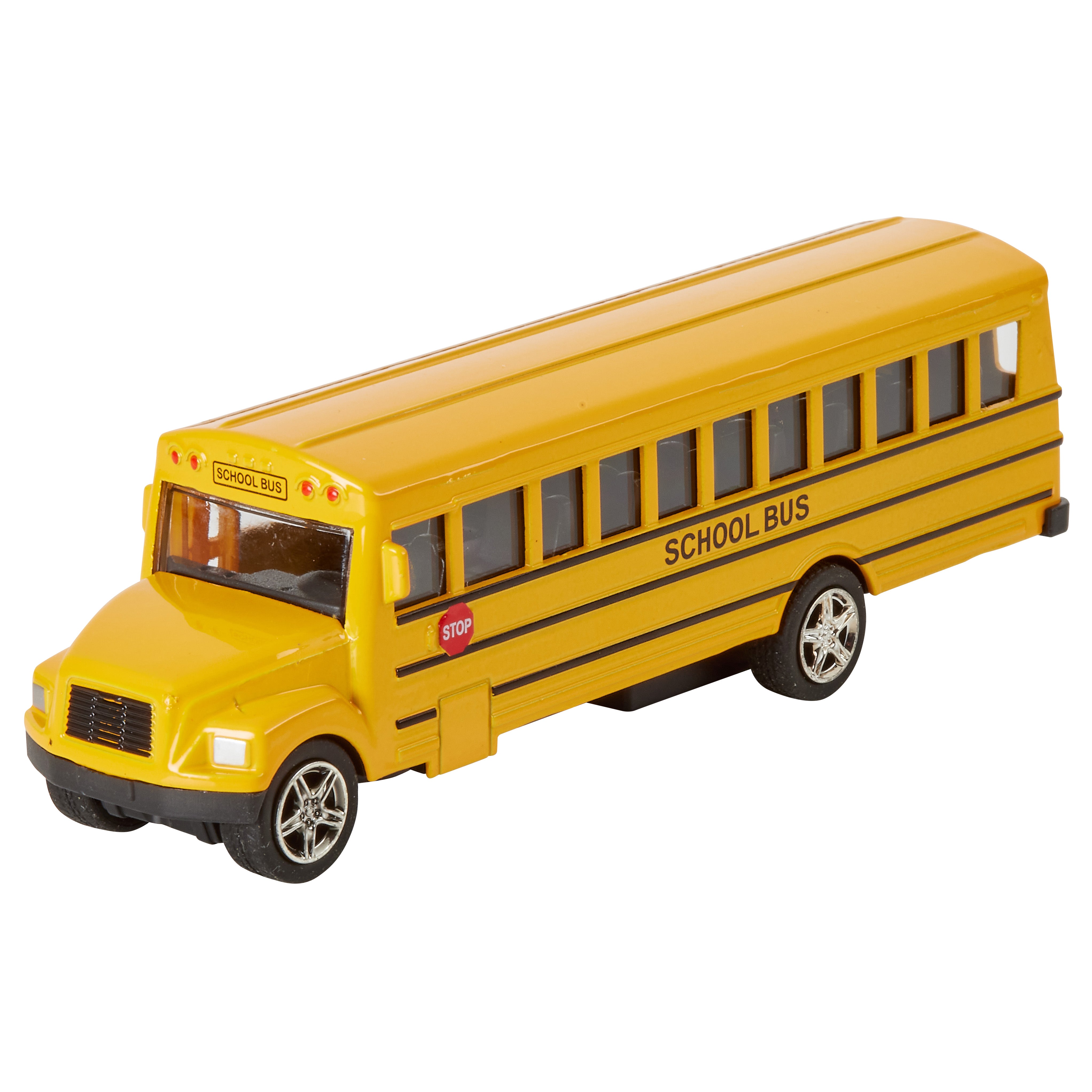 Pullback Diecast School Buses - 1 Pack - 5 Inch Yellow Metal Toys with Write-On Surfaces