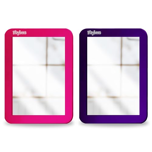 Magnetic Locker Mirror - 2 Pack 5" x 7" Pink and Purple - Ideal for School Locker, Refrigerator, and Home Use