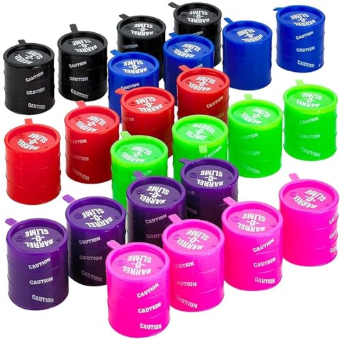 Barrels of Slime - 24 Pack - Assorted Color Tall Mini Barrels - Fun and Safe Galaxy Slime