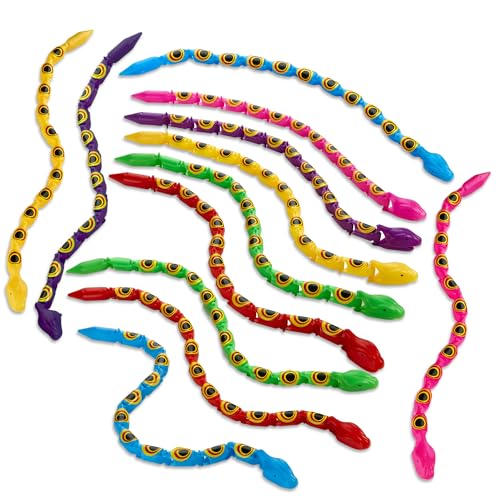 Wiggly Jointed Snakes - Pack of 24 - Wacky Fun and Educational Plastic Toys for Kids