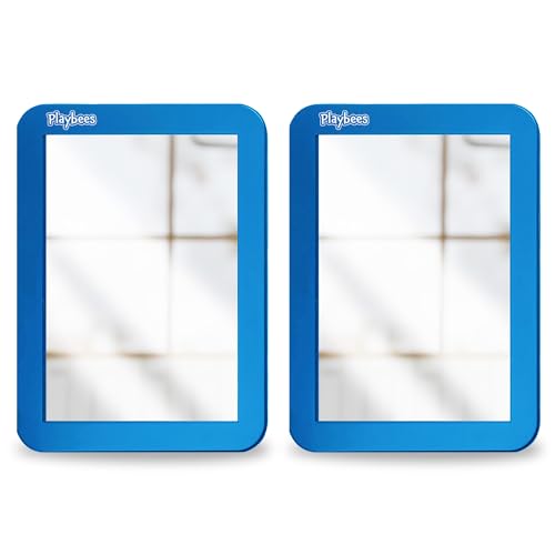 Magnetic Locker Mirror - 2 Pack 5" x 7" Blue -  Ideal for School Locker, Refrigerator, and Home Use