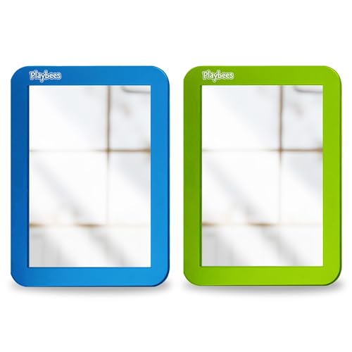 Magnetic Locker Mirror - 2 Pack 5" x 7" Blue and Green - Ideal for School Locker, Refrigerator, and Home Use