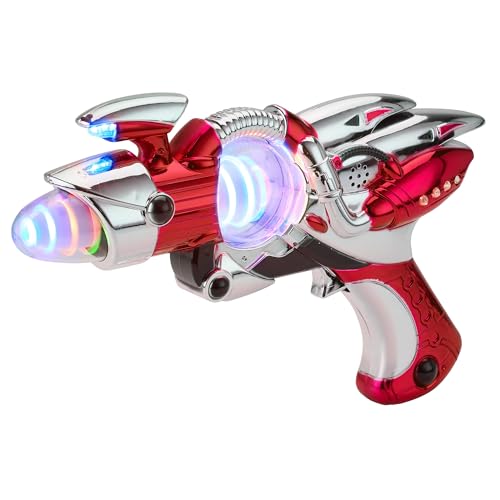Light-Up Noise Blaster - Red - 11.5 Inches - Super Spinning Space Sound Effects